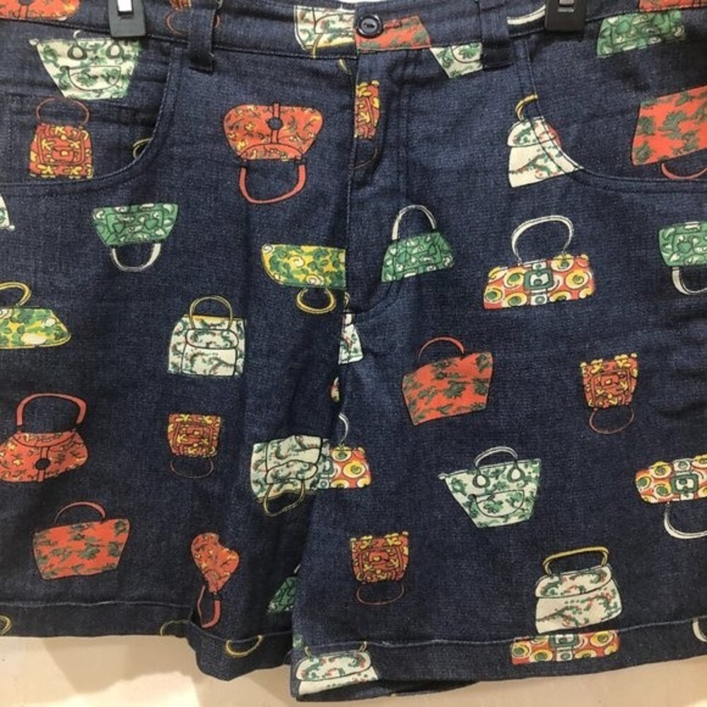 Tatyana Chica Purse Print Retro Denim Shorts - Size 3XL - Picture 4 of 9